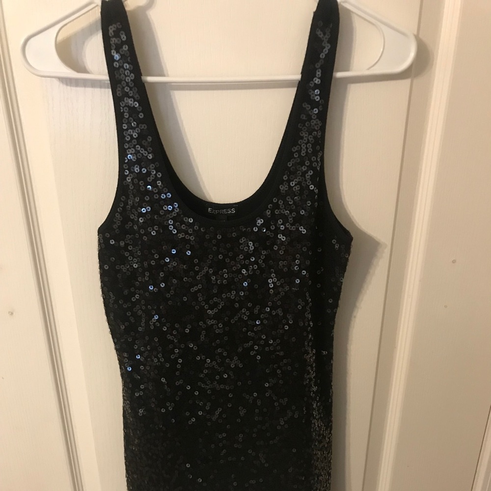 Express Black Sequin Tank Top